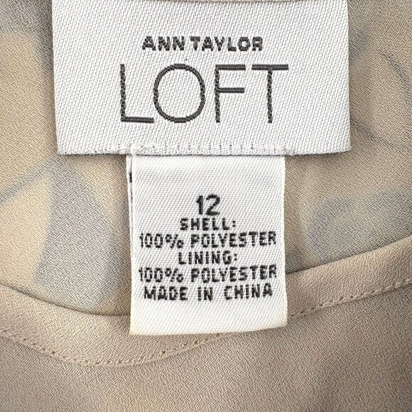 Ann Taylor Loft Size 12 Floral Sleeveless Blouse Beige & Blue Women's Y2k - Picture 4 of 4